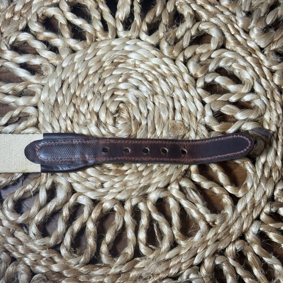 Vintage 90s Duck Ribbon Belt Size 35 Mallard Hunting Preppy Leather Brass Buckle - Picture 7 of 8